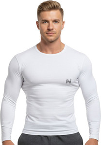 NINQ Solid Men Round Neck White T-Shirt