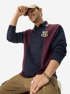 The Souled Store Colorblock Men Polo Neck Multicolor T-Shirt