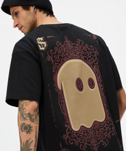 The Souled Store Graphic Print Men Round Neck Black T-Shirt