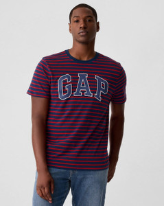 GAP Striped Men Crew Neck Blue T-Shirt