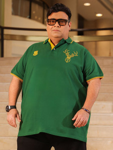 bigbanana Printed Men Polo Neck Dark Green T-Shirt