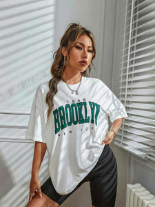 Calm Down Printed Women Round Neck White T-Shirt