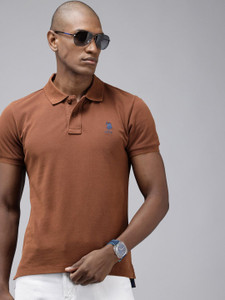 U.S. POLO ASSN. Solid Men Polo Neck Brown T-Shirt