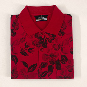 COLORTRAIT Printed Men Polo Neck Red T-Shirt
