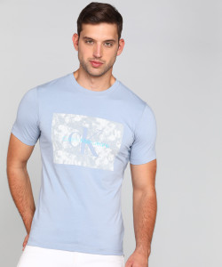 Calvin Klein Jeans Printed Men Round Neck Blue T-Shirt