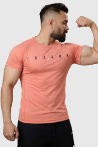 FuaarK Typography Men Round Neck Pink T-Shirt