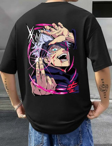 TOJER Printed Men Round Neck Black T-Shirt