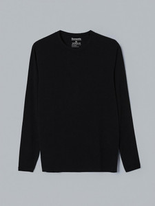 Semantic Solid Men Round Neck Black T-Shirt
