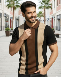 आओश पुरुषों के लिए पोलो नेक कलर ब्लॉक सिल्वर टी-शर्ट