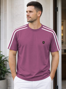 VeBNoR Purple Striped Round Neck T-Shirt - Image 6