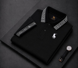 Lionlook Printed Men Polo Neck Black T-Shirt