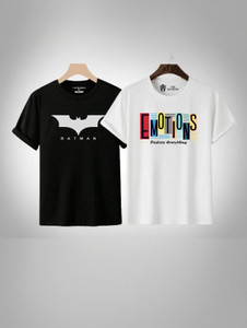 CONVENTIONAL ATTITUDE Typography, Graphic Print, Superhero Men Round Neck White, Black T-Shirt