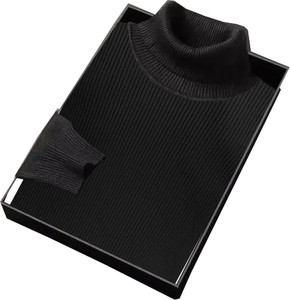 FASHLOOK Solid Men High Neck Black T-Shirt
