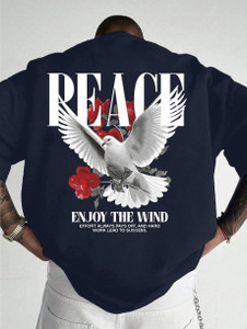 Smosh Printed Men Round Neck Navy Blue T-Shirt