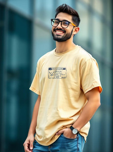 UrGear Graphic Print Men Round Neck Beige T-Shirt