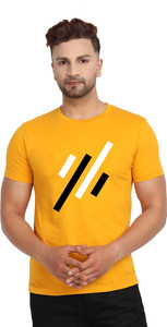 JUGULAR Printed Men Round Neck Yellow T-Shirt