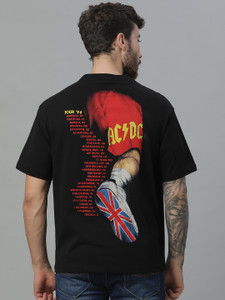 Free Authority Graphic Print Men Round Neck Black T-Shirt