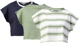 Roadster Striped Women Round Neck Multicolor T-Shirt