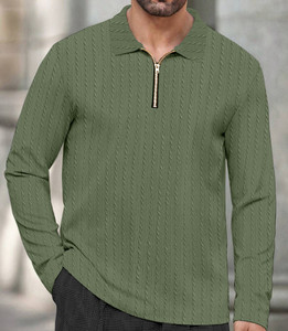 काजारू पुरुषों के लिए पोलो नेक धारीदार हरा टी-शर्ट