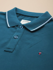 Louis Philippe Light Blue Polo Neck T-Shirt - Image 2