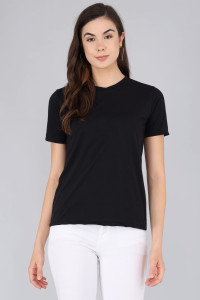 Neucraze Solid Women Round Neck Black T-Shirt