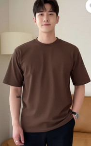 DeRaDA Solid Men Round Neck Brown T-Shirt