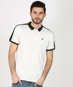 WROGN Solid Men Polo Neck White T-Shirt