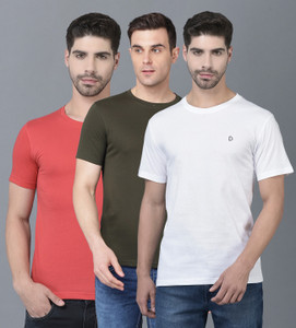 Dollar Solid Men Crew Neck Multicolor T-Shirt