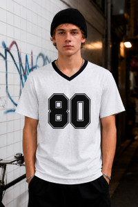 FTX Printed Men V Neck White T-Shirt