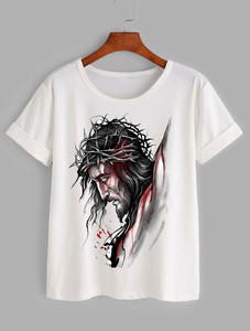 Widersoft Printed Men Round Neck White T-Shirt