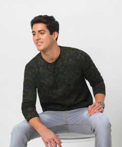 Urbano Fashion Military Camouflage Men Round Neck Green T-Shirt
