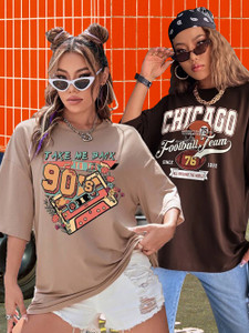Christy World Printed Women Round Neck Multicolor T-Shirt