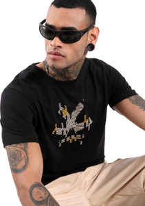 WROGN Printed Men Round Neck Black T-Shirt
