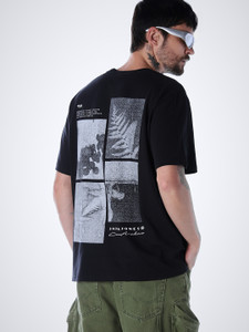 JACK & JONES Graphic Print Men Crew Neck Black T-Shirt