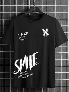 STYLOGUE Printed Men Round Neck Black T-Shirt