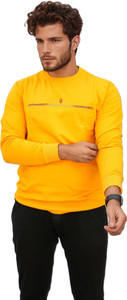 BlueFicus Printed, Typography Men Round Neck Yellow T-Shirt