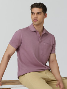 XYXX Solid Men Polo Neck Pink T-Shirt