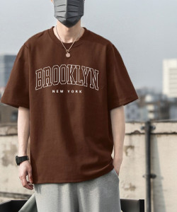 Cool Plus Printed Men Round Neck Brown T-Shirt