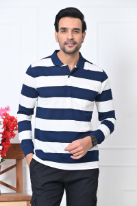 Arbour Striped Men Polo Neck Multicolor T-Shirt