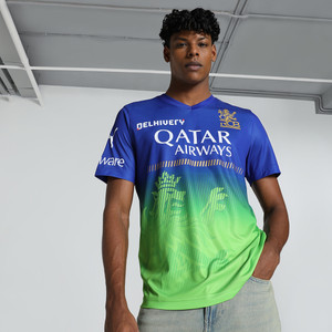 PUMA Printed Men V Neck Blue T-Shirt