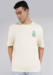 Spykar Printed Men Round Neck White T-Shirt