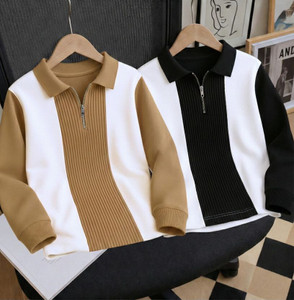 Try Striped Men Zip Neck Black T-Shirt - Image 4