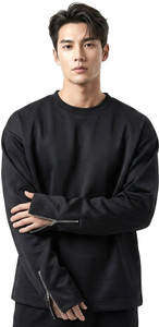 SDnet Solid Men Round Neck Black T-Shirt - Image 3