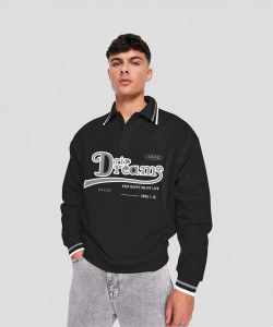 Jump Cuts Printed Men Polo Neck Black T-Shirt