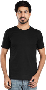 Clothe Funn Solid Men Round Neck Black T-Shirt