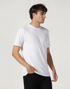 ONEBIT Solid Men Round Neck White T-Shirt
