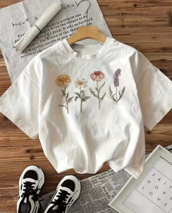 TonZon Printed Women Round Neck White T-Shirt