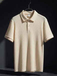 Try This Colorblock Men Polo Neck Beige, Silver T-Shirt