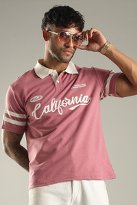 SHINX Typography, Striped, Graphic Print Men Polo Neck White, Multicolor T-Shirt