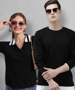 THE DRY STATE Printed Couple Round Neck Multicolor T-Shirt